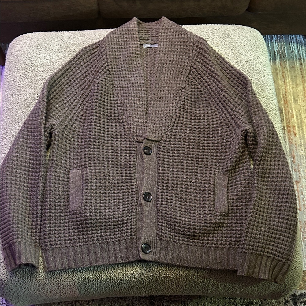 Vince Men's Chocolate Cardigan Sweater 80 Wool 20 Nylon